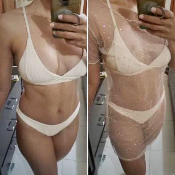 🌟Beige 3pack Bikini Swimsuit with Cover-up🌟 - Picture 9 of 16